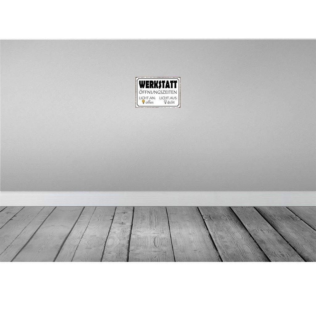 [LA-114242-H] Holzschild 20x30 cm Werkstatt Licht an offen dicht Warnschild Hinweisschild Bild 2