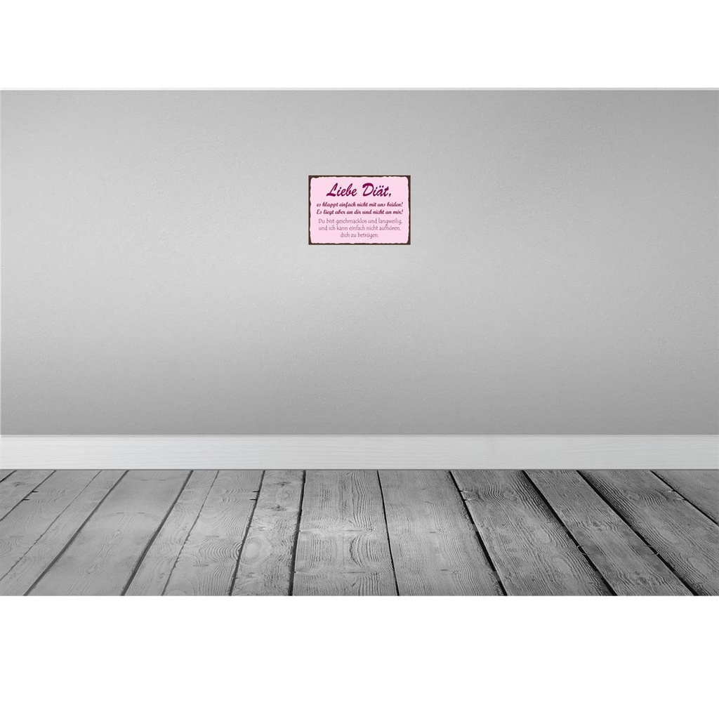 [LA-114280-H] Holzschild 20x30 cm liebe Diät klappt einfach nicht Spruch Zitat Bild 2