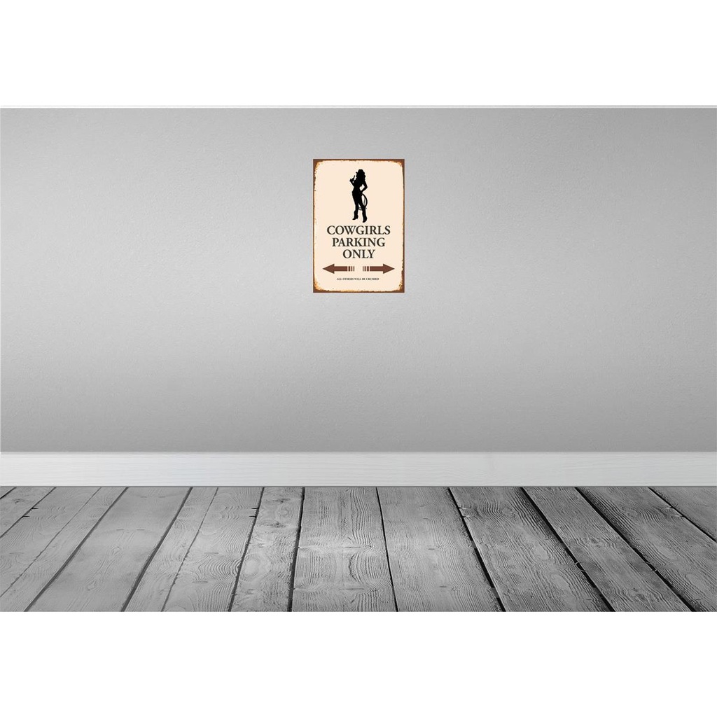 [LA-114296-2030] Blechschild 30x20 cm Cowgirls parking only Warnschild Hinweisschild Sicherheit Vorsicht Bild 2