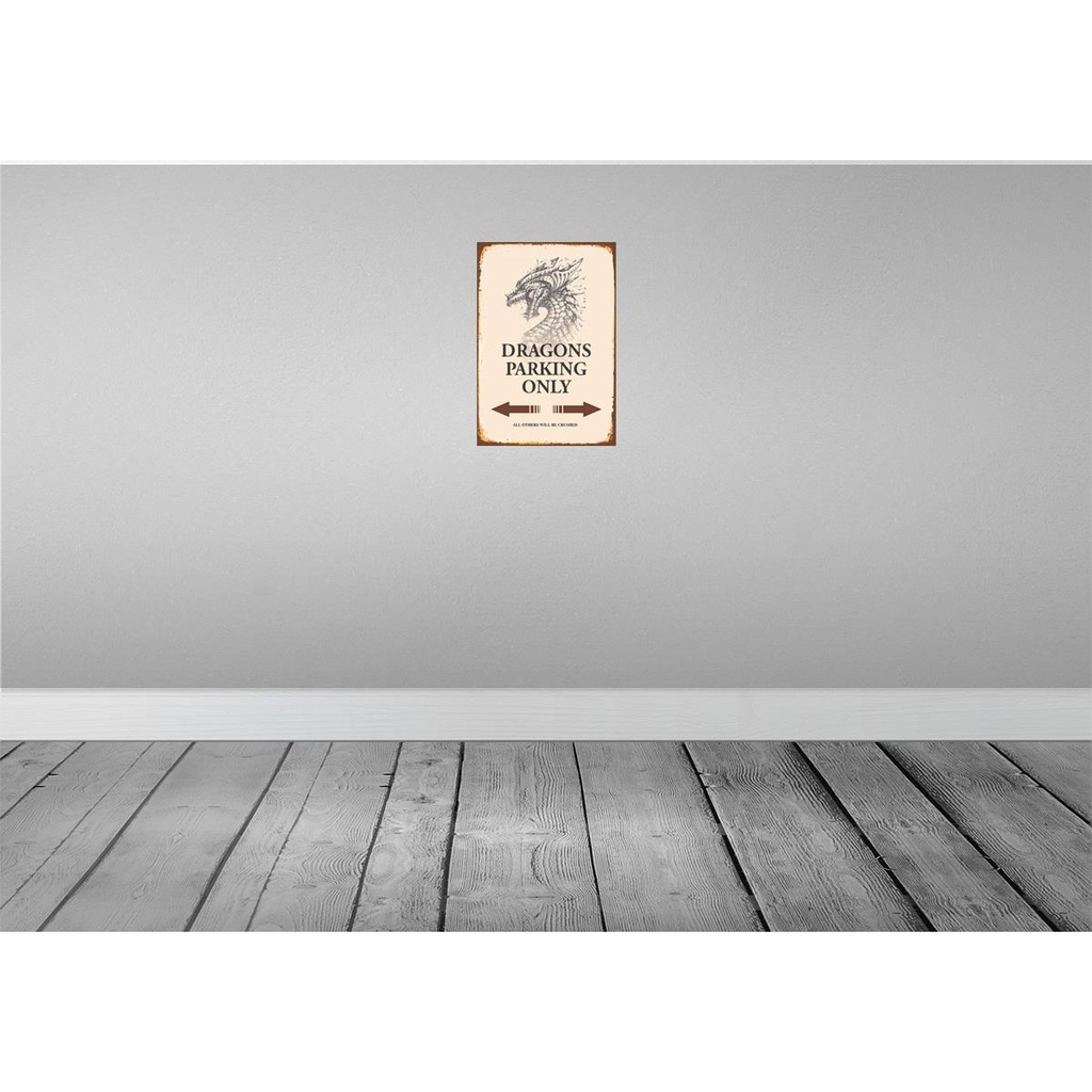 [LA-114297-2030] Blechschild 30x20 cm Dragons parking only Warnschild Hinweisschild Sicherheit Vorsicht Bild 2