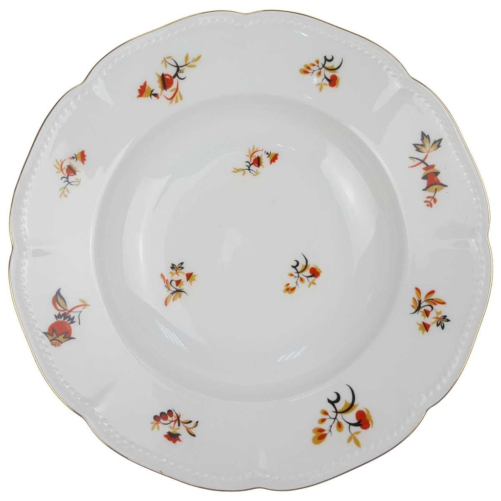 Suppenteller Goldrand 25 cm Seltmann Weiden Retro Blumendekor Kordelrand II. Wahl gebraucht - neuwertig