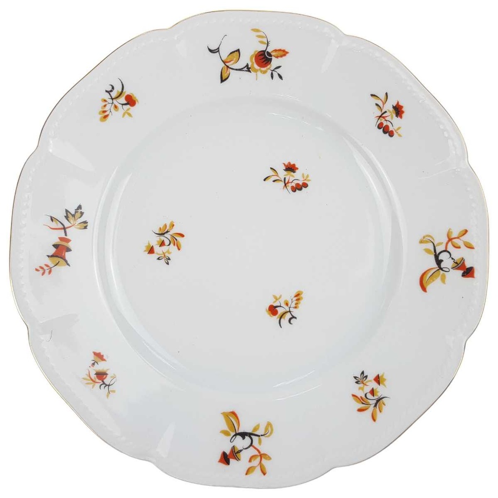 Speiseteller Goldrand 24,5 cm Seltmann Weiden Retro Blumendekor Kordelrand II. Wahl gebraucht - neuwertig