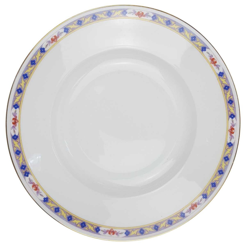 [100069] Suppenteller Goldrand 25,3 cm Rosenthal Botticelli Bunte Blumenranke Bavaria Selb gebraucht - gut