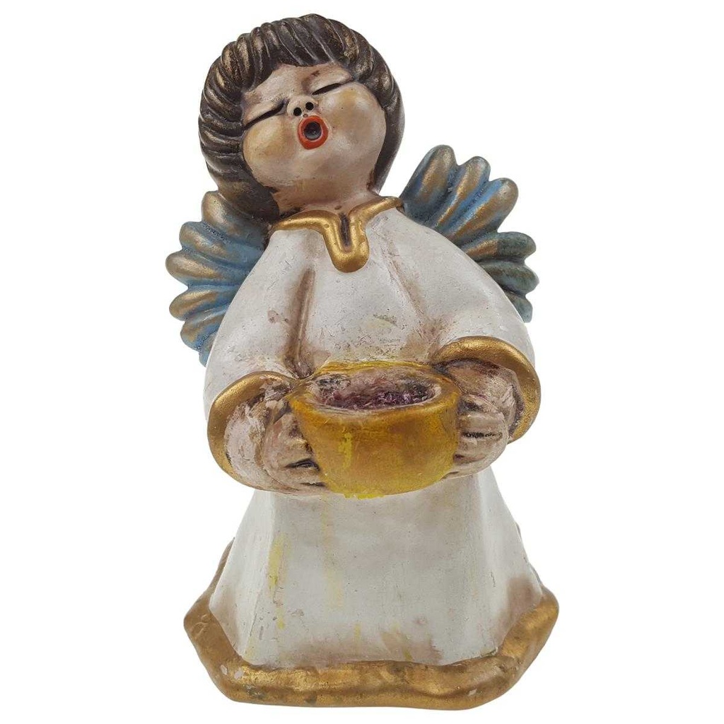 [100176] Kerzenhalter Figur Skulptur Thun Bozner Blau Goldene Flügel Engel gebraucht - akzeptabel