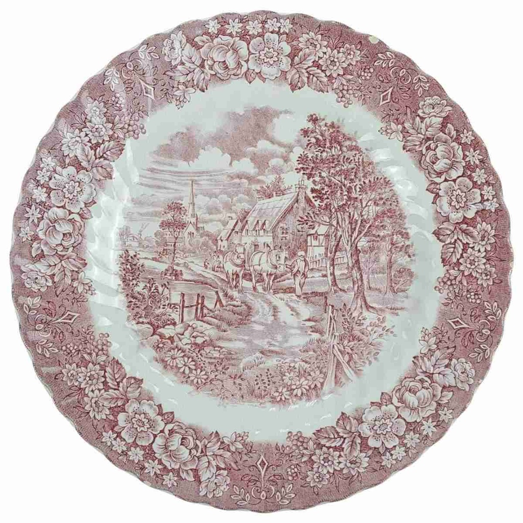 Speiseteller 25,2 cm British Anchor Hocking Memory Lane Rot gebraucht - sehr gut akzeptabel