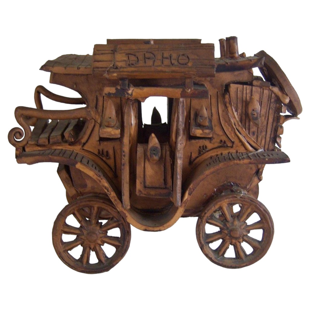 [160419394] Figur Skulptur Pferdekutsche Pferdefuhrwerk Keramik Handarbeit Deko Vintage/Retro/NostalgieStil