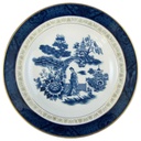 Suppenteller 23 cm N.K.T. Japan Double Phoenix Blau gebraucht - sehr gut