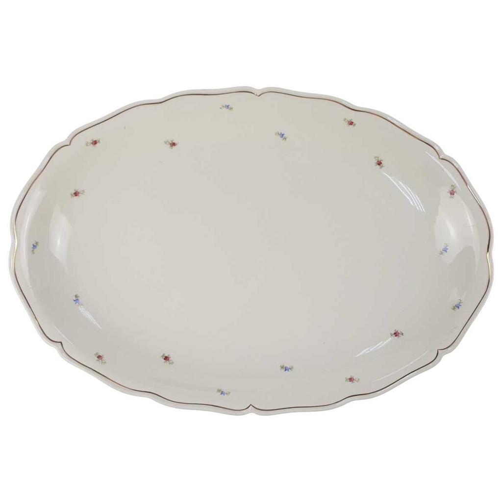 Servierplatte mittelgroß 35,5x24,5 cm Seltmann Weiden Streublümchen Goldrand gebraucht - akzeptabel