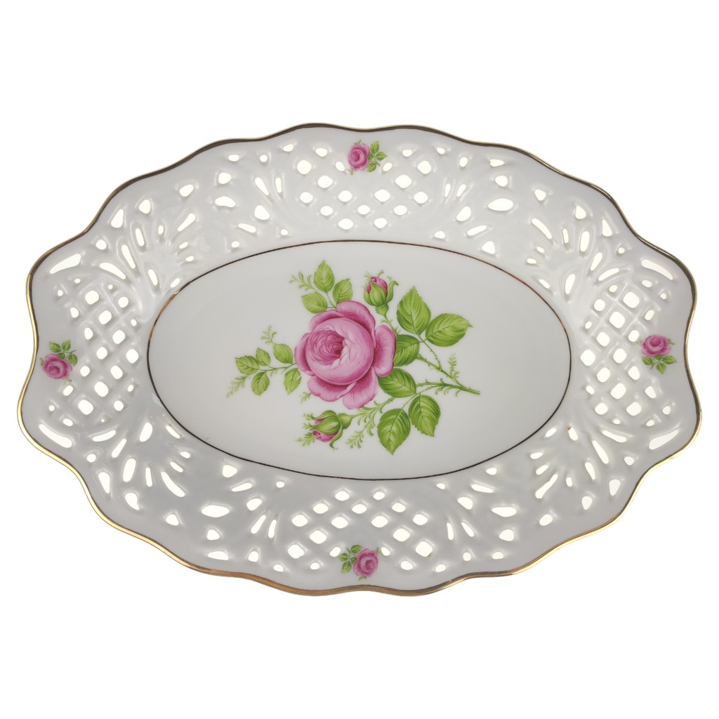 [1805945] Durchbruchschale H 4,5 cm 27x19 Schumann/Arzberg Blumendekor Porzellan gebraucht-sehr gut