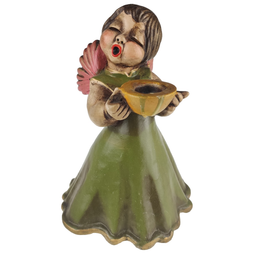 [1805953] Kerzenhalter Figur Skulptur Thun Bozener Engel grün rosa gold gebraucht - gut