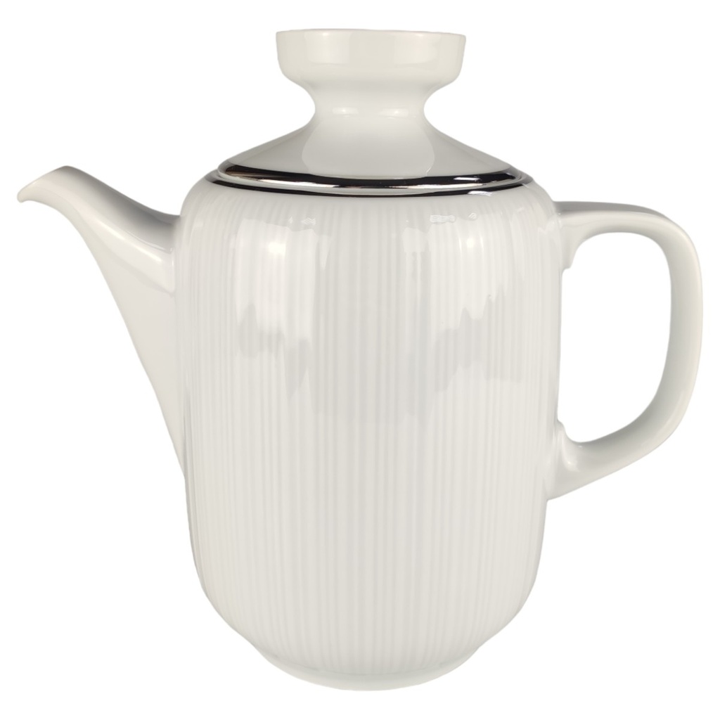 Kaffeekanne 1,3 L H 19,5 L 21,5 B 11,5 Hutschenreuther Relief Platinrand Porzellan gebraucht-sehr gut