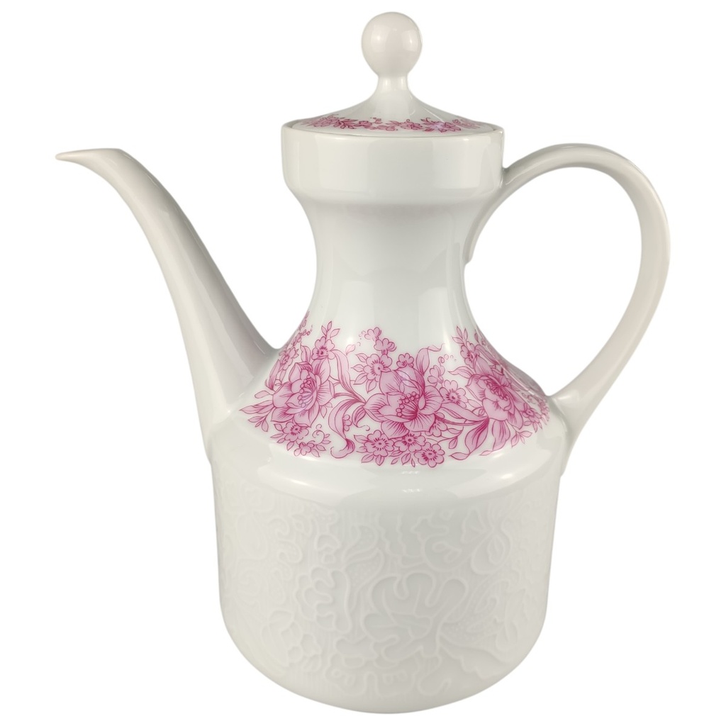 [1806269] Kaffeekanne 1,15 L Hutschenreuther Petra Relief roter Blumenkranz gebraucht - sehr gut