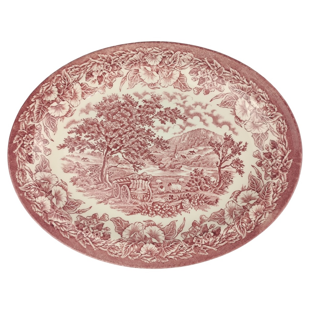 [1806412] Speiseplatte 29x23 cm English Ironstone Tableware (EIT) Baumstäme auf Wagen gebraucht - sehr gut