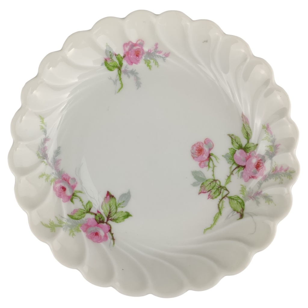 [1818049] Konfektschale Teebeutelablage Gebäckschälchen 11 cm Haviland Limoges Torse Rosendekor