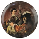Wandteller AK Kaiser Rembrandt 1606 1669 und Saskia Braun gebraucht - sehr gut