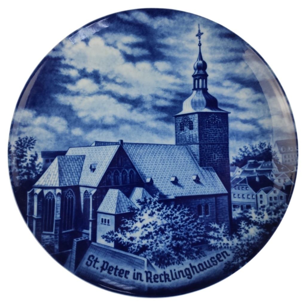 Wandteller Fürstenberg Sammelteller St. Peter in Recklinghausen Nr. 5 Blau gebraucht - sehr gut