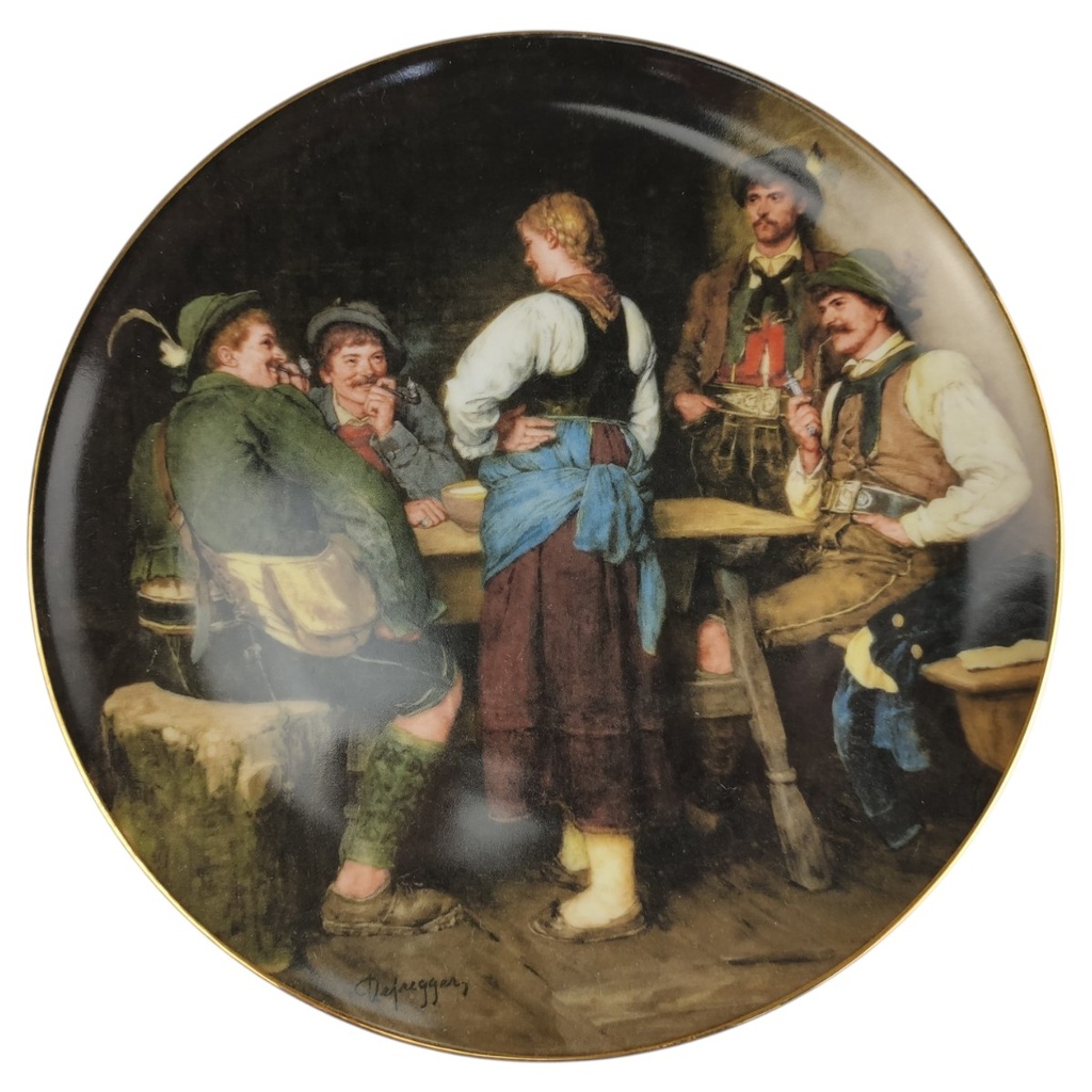 [1820887] Wandteller Lilien Porzellan Die Meisterwerke des Franz von Defregger Wilderer in der Sennhütte gebraucht - neuwertig