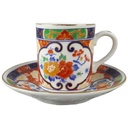 Mokkatasse mit Untertasse Tasse Espressotasse & Goldrand Schirmer Porzellan Einzelteile bunte Blumen gebraucht - sehr gut