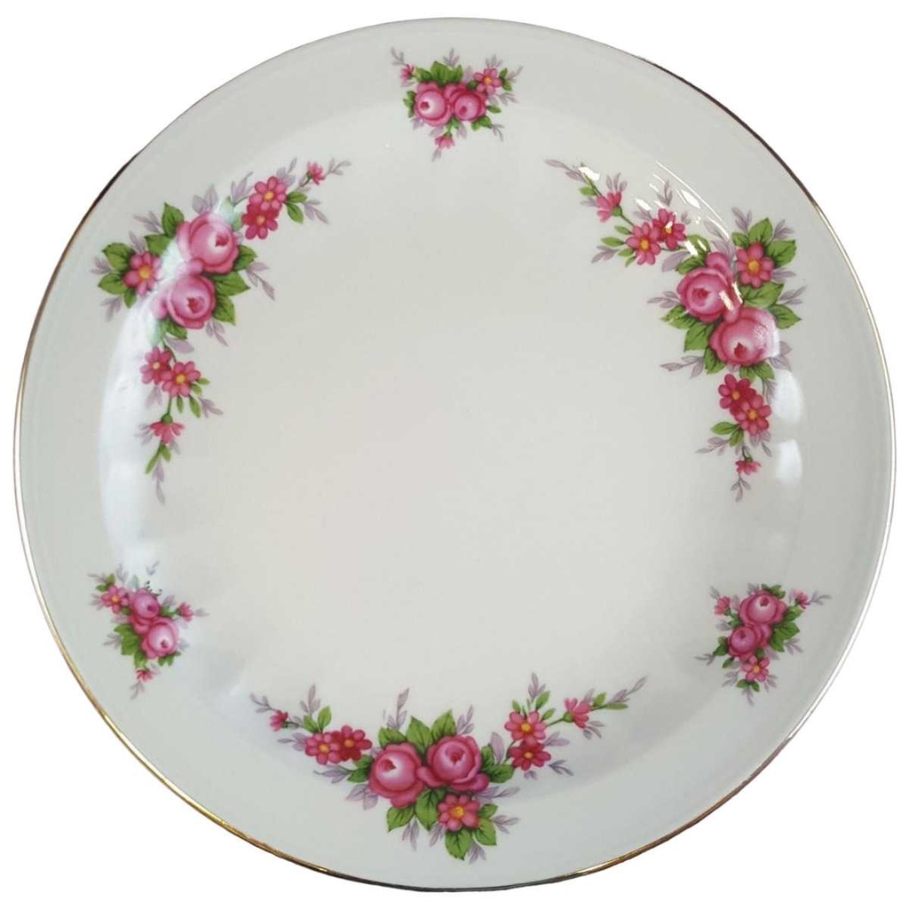 [45811291] Kuchenteller Dessertteller Frühstücksteller Goldrand 19,1 cm Seltmann Weiden Rote Blumen Rot gebraucht - gut