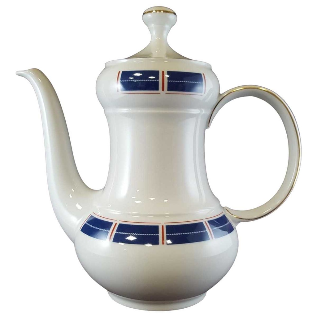 [45811312] Kaffeekanne Kanne Goldrand 1,2 L Seltmann Weiden Blau Rot mit gebraucht - sehr gut
