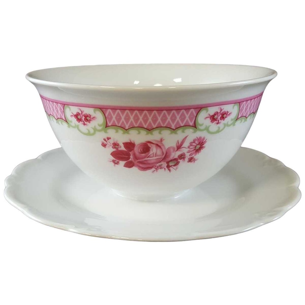 [45811647] Sauciere 1tlg Schirnding Bavaria Rosendekor Rosa gebraucht - sehr gut