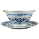 Sauciere mit Teller 1tlg Königl. pr. Tettau Royal Drache Modell Exklusiv Echt Kobalt Zwiebelmuster Kobaltblau Blau gebraucht - gut