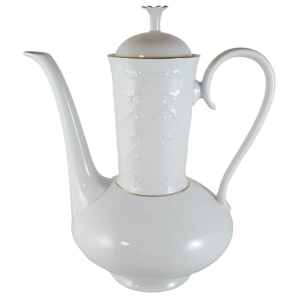 [45811837] Kaffeekanne Kanne Goldrand 1,4 L Formano Rialto weiß mit gebraucht - neuwertig