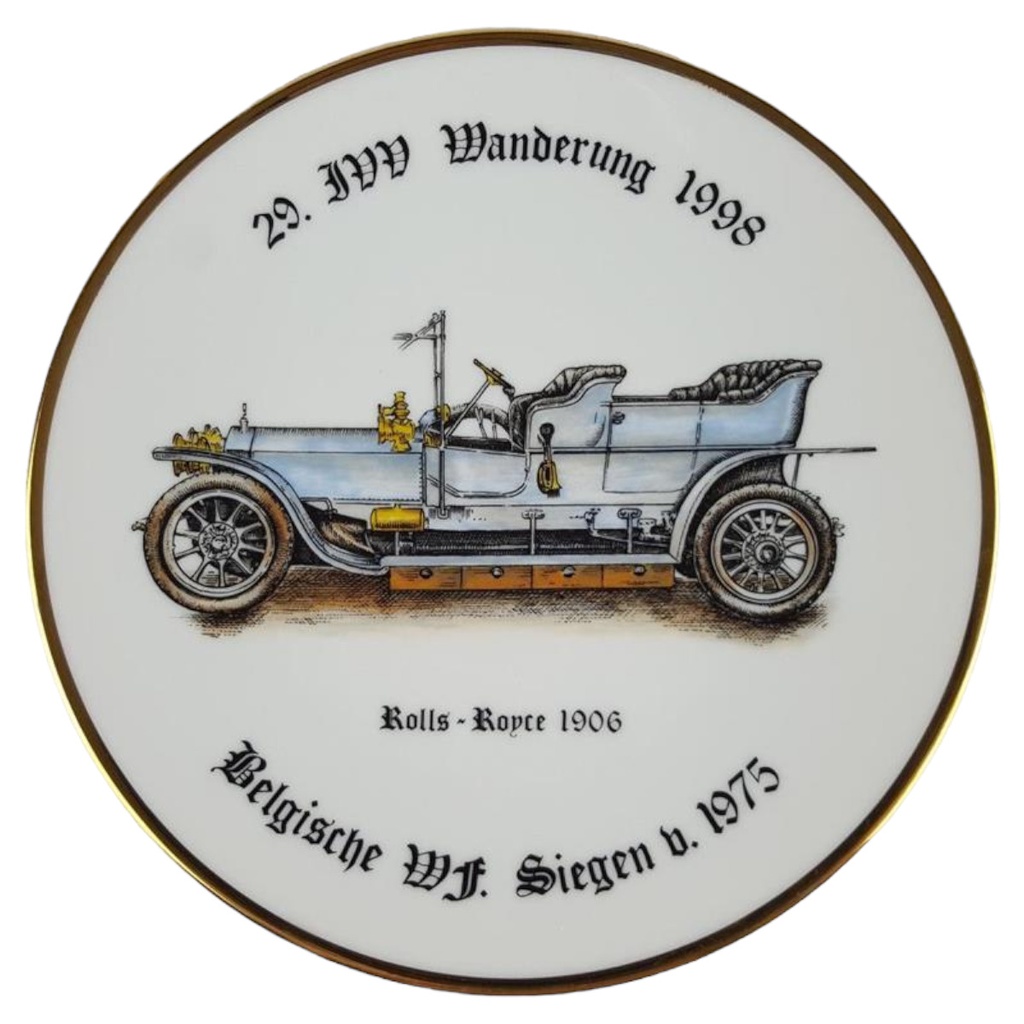 [458119066] Porzellan Wandteller 29. Wanderung 1998 Oldtimer Rolls Royce 1906 D 19,2 cm