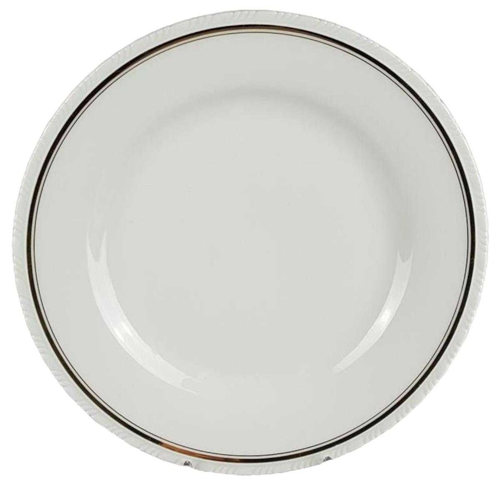 [458119475] Speiseteller Essteller Goldrand 24,7 cm Schönwald Form 301 Weiß gebraucht - akzeptabel