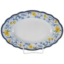 Servierplatte Speiseplatte Fleischplatte Steakplatte 33,5x22,4 cm Schaller Gelbe Blumen Blau gebraucht - neuwertig