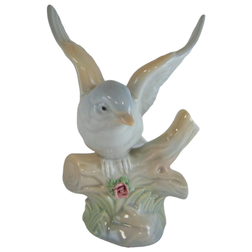 [4581228] Porzellan Figur Skulptur Porcegama S.A. Valencia Vogel auf Ast H 18 cm