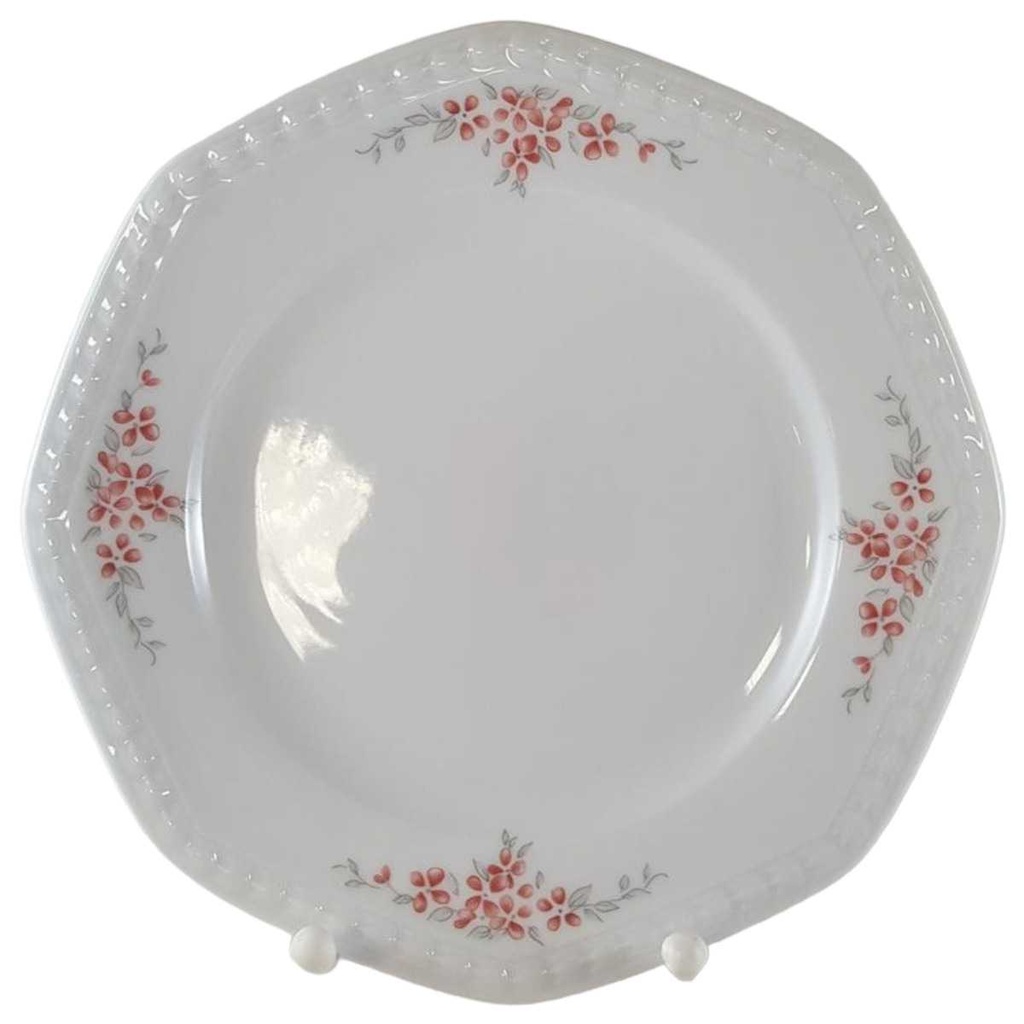 Kuchenteller Dessertteller Frühstücksteller 19,2 cm Seltmann Weiden Andrea rote Blütenranke