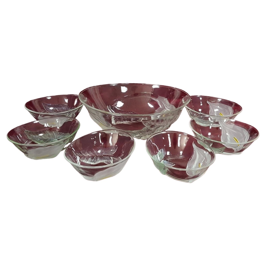 [458128041] France Schüssel Glas Set 1xgroße Schale 6xkleine Schälchen 7 tlg.