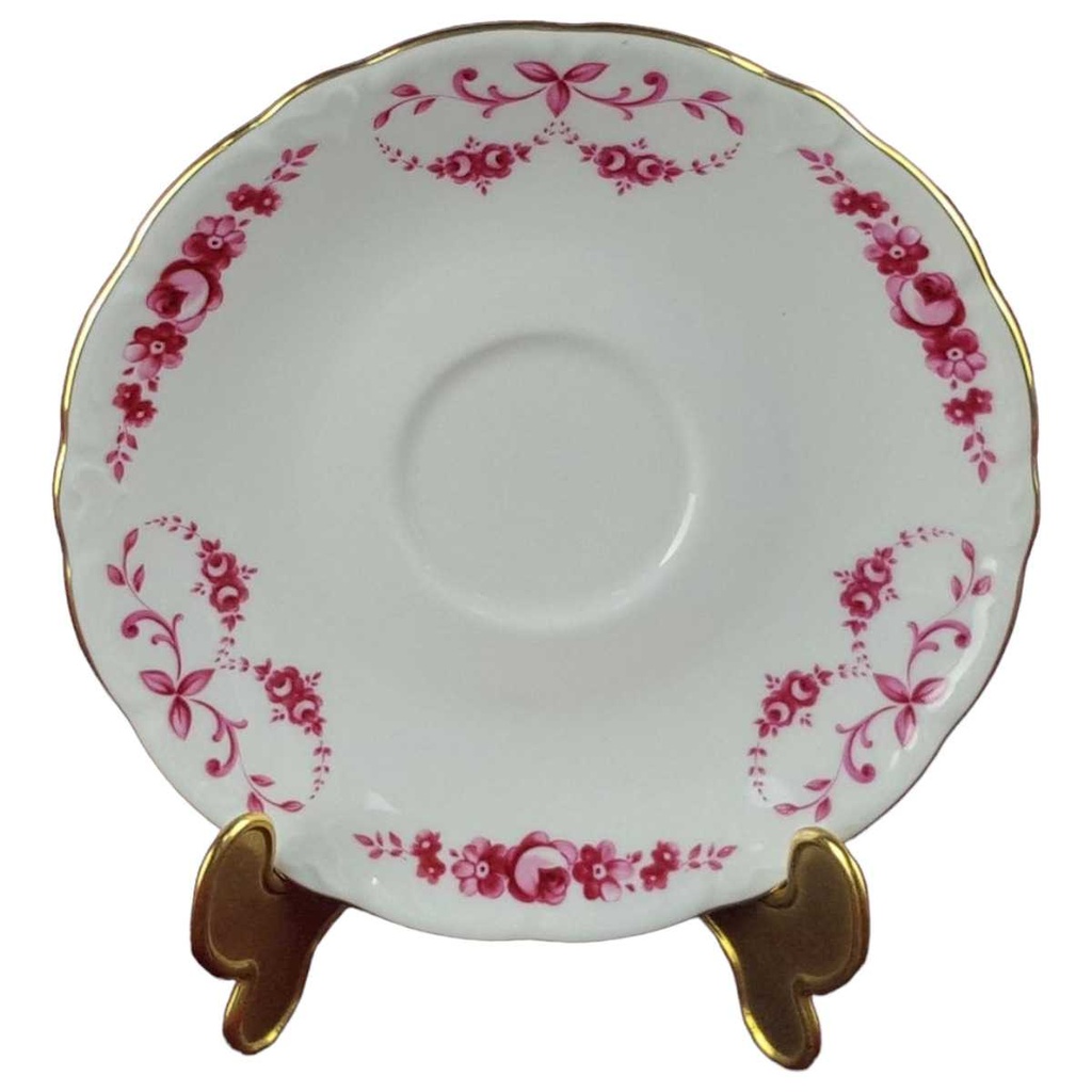 [458128197] Untertasse Goldrand 14,5 cm Schirnding Bavaria rote Rosen mit Rot gebraucht - gut