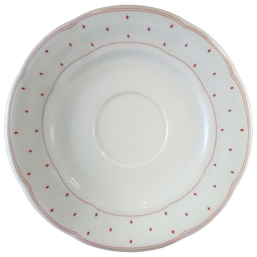 [45813125] Untertasse für Kaffee 15,2 cm Marienbad Ingres Weiss Rote Rauten