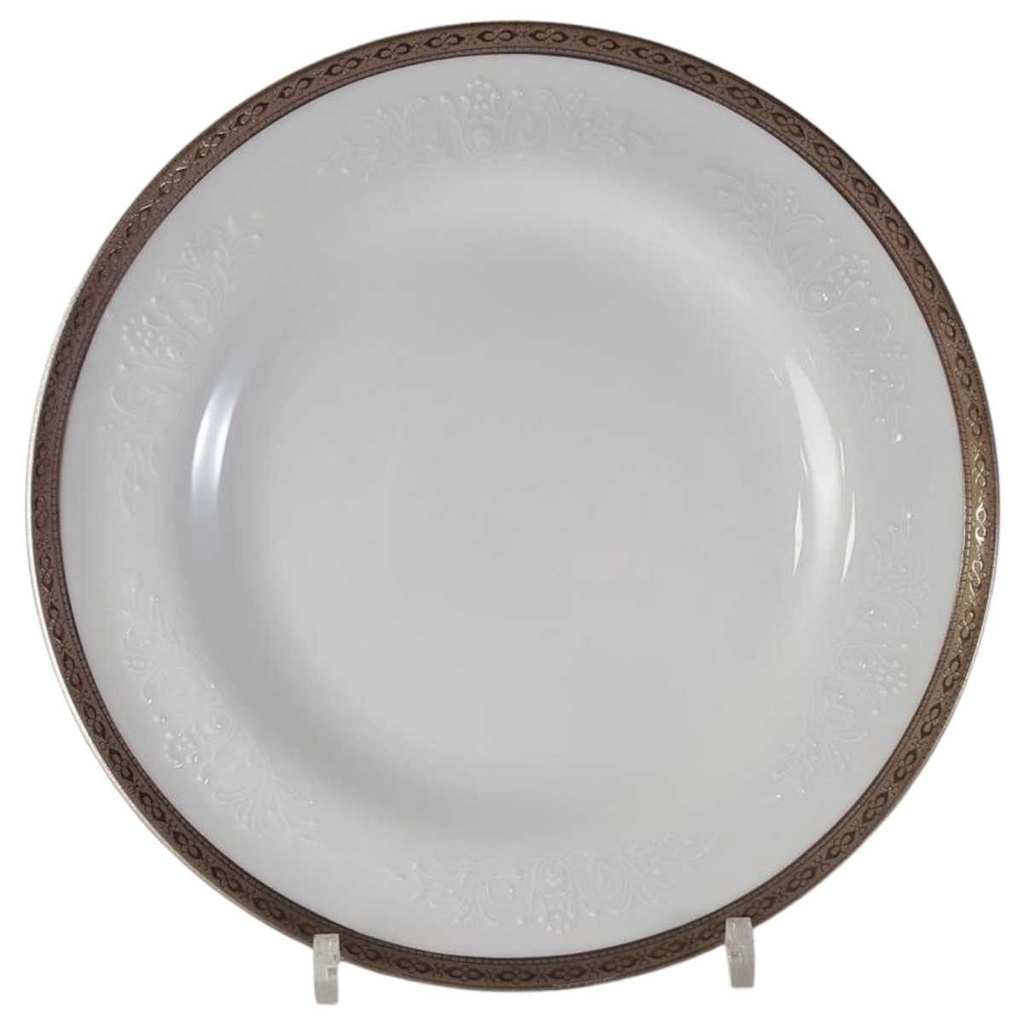 [45813172] Kuchenteller Dessertteller Frühstücksteller 19,8 cm Zeh Scherzer Reliefdekor Platinrand Weiß gebraucht - gut