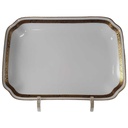 Servierplatte Speiseplatte Fleischplatte Steakplatte 24,8x17,8 cm Hutschenreuther Hohenberg Dekor Schwarz Gold Weiß gebraucht - gut