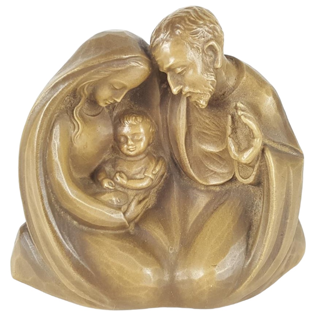 [458132875] Maria und Josef mit Kind Relief Skulptur Heiligenfigur Kunststoff H 13,4 cm