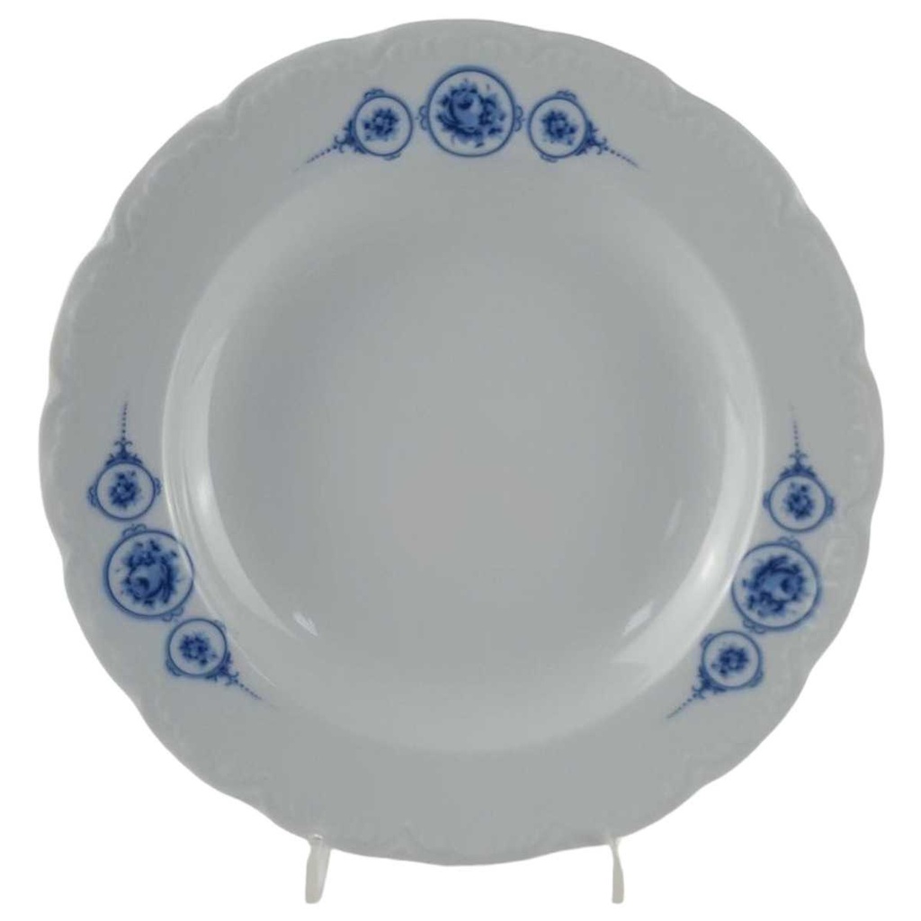 [458132953] Suppenteller 22,7 cm Mitterteich blau Rosen gebraucht - gut