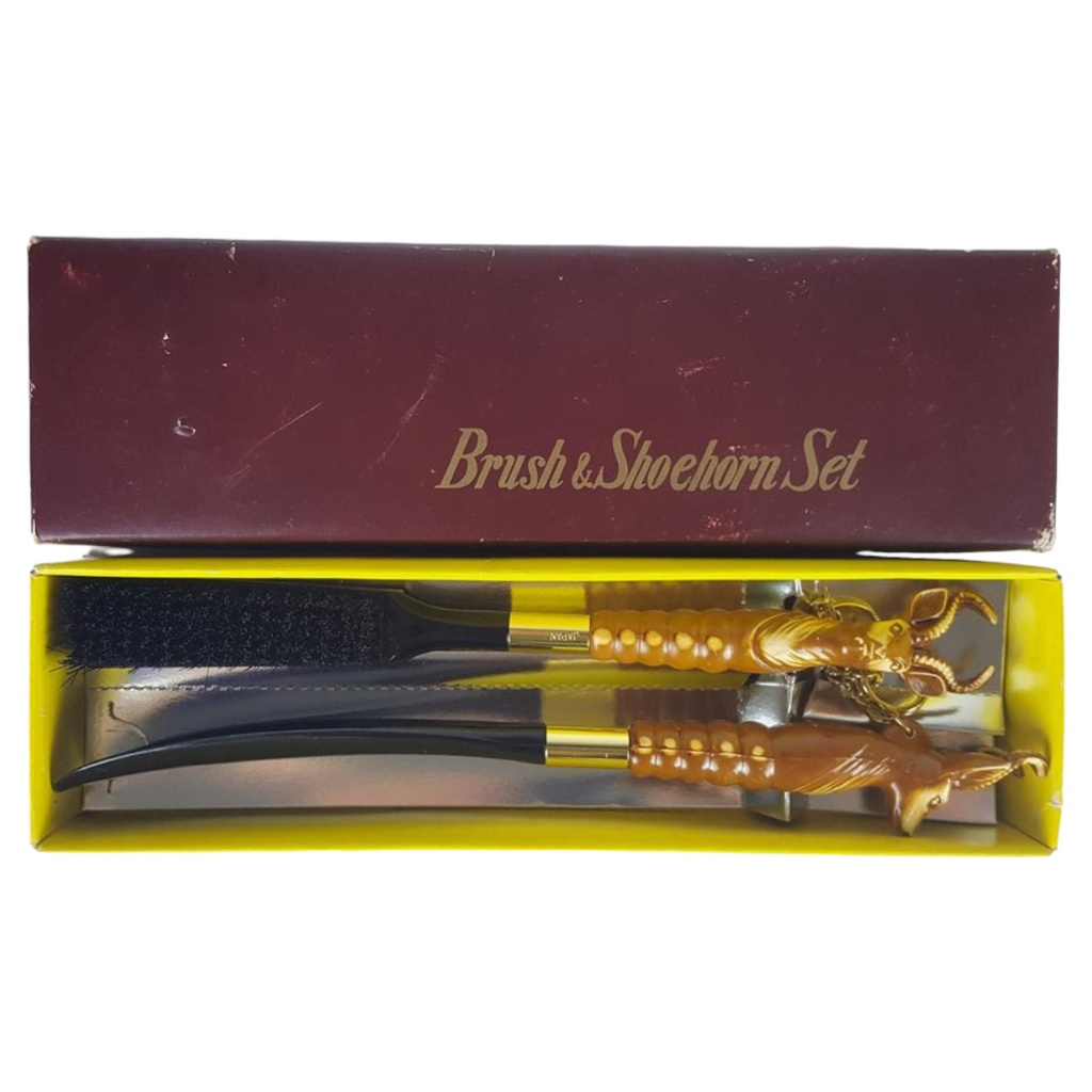 Brush & Shoehorn Set Schuhlöffel Bürste Antelope Kopf 2 tlg Japan