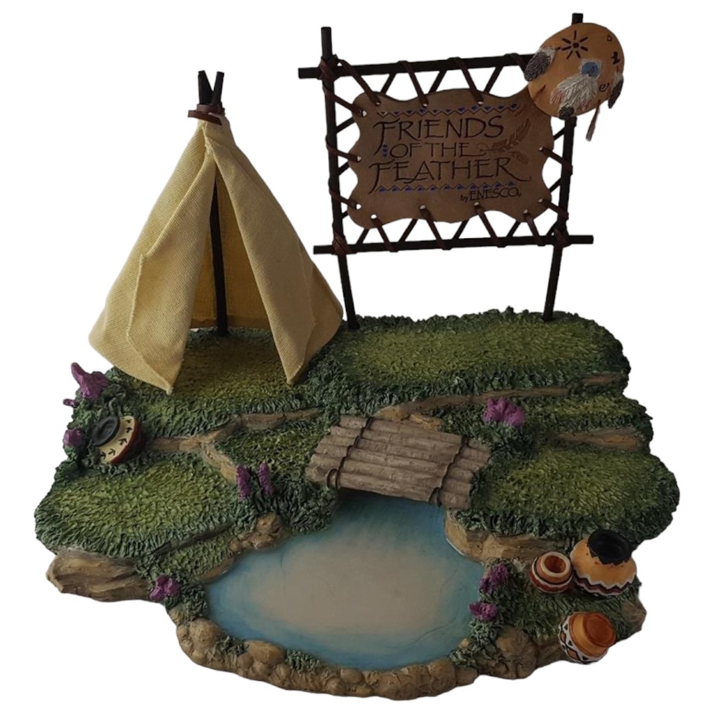 [45813313] Friends Of The Feather by Enesco 1994 Feld mit See und Wigwam