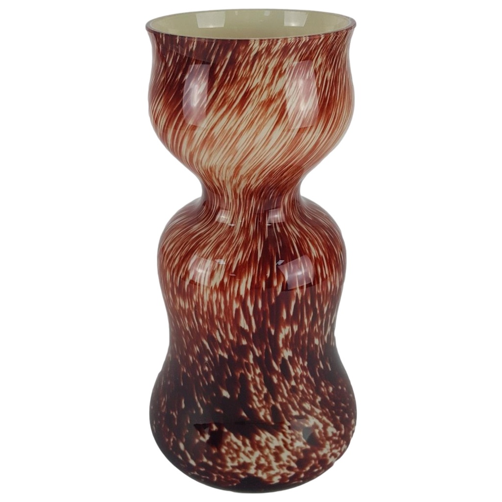 [458133265] dekorative Blumenvase Glasvase Murano-Stil rot-beige H 23,5 D 12,5 cm
