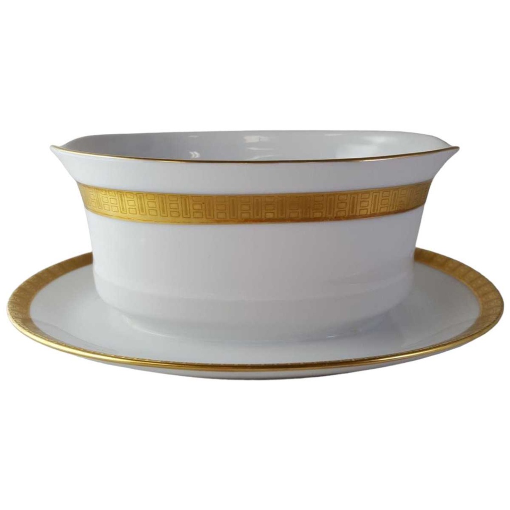 [45813721] Sauciere mit Teller Goldrand Golddekor 1tlg Eschenbach Alte Formen W5945