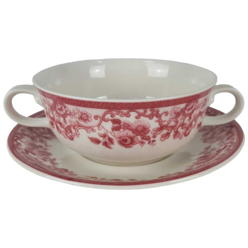 [458138200] Suppentasse mit Untertasse Suppenbecher Winterling Kirchenlamitz Scharffeuer Frankenland rot gebraucht - neuwertig