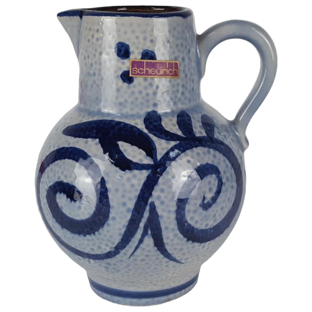 [458138218] Scheurich Steingut Kanne Krug Salzglasur blau H 17,5 cm