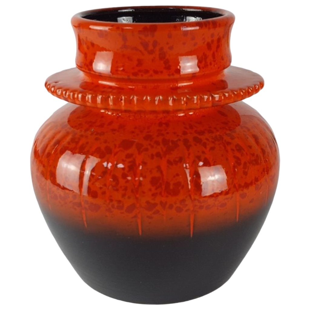 [458138219] Vintage Keramik Blumenvase Orange-Braun H 17,5 D 16 cm