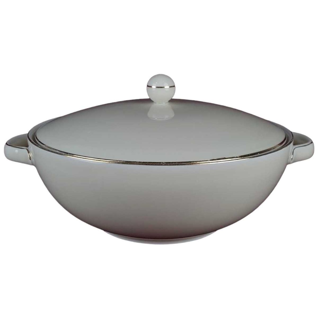 [458138284] Ragoutterrine Terrine Servierschüssel Goldrand 1,4 L Zeh Scherzer 8500 Elfenbein Beige gebraucht - gut