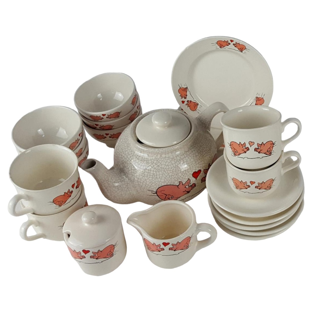 UdSSR ZiK Konakovo Porzellanmanufaktur Teeservice Keramik Set 21 tlg Vintage