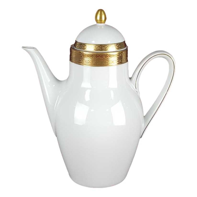 [458138518] Kaffeekanne Golddekor 1,3 L Hutschenreuther Arzberg weiß Bavaria gebraucht - sehr gut
