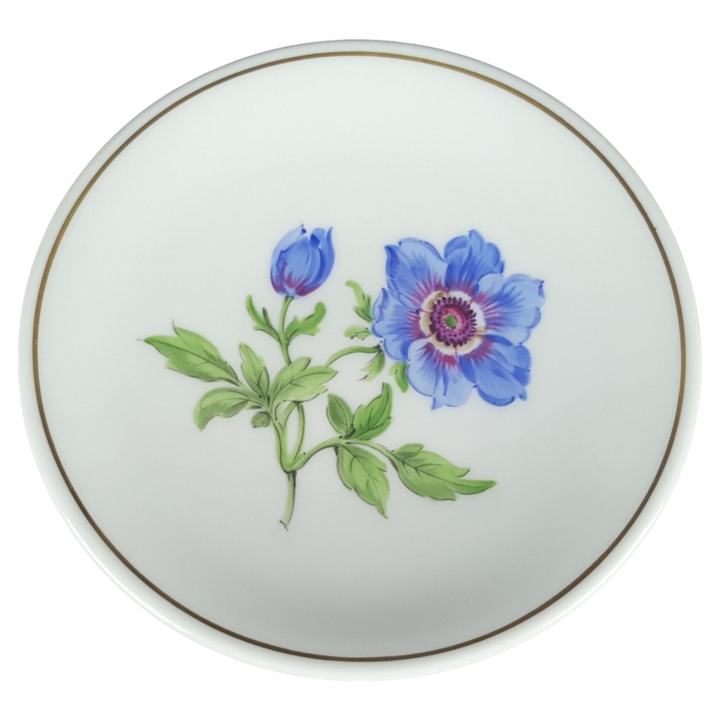 [458139393] Meissen exklusiver Wandteller Bunte Blume mit Goldrand D 12 cm